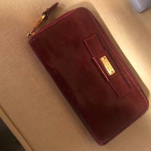 Maroon Bow Badgley Mischka Zip Wallet